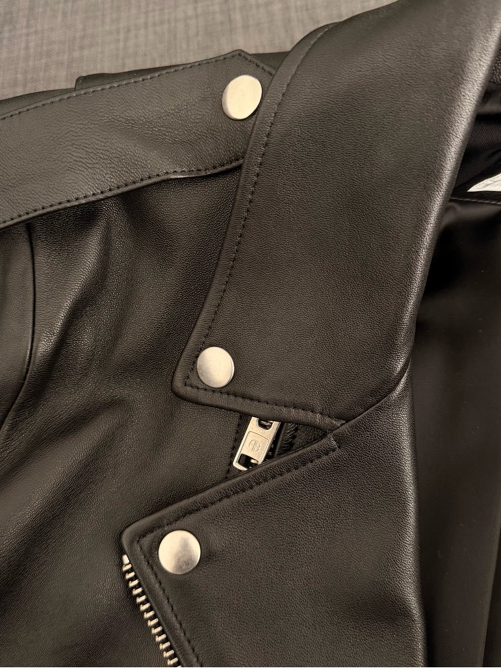 Anine Bing Cassidy Leather Jacket - Women's Biker Moto Jacket, Large - Picture 9 of 15